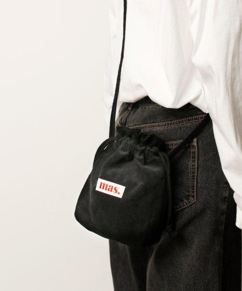 String cross bag_Corduroy Black Navy