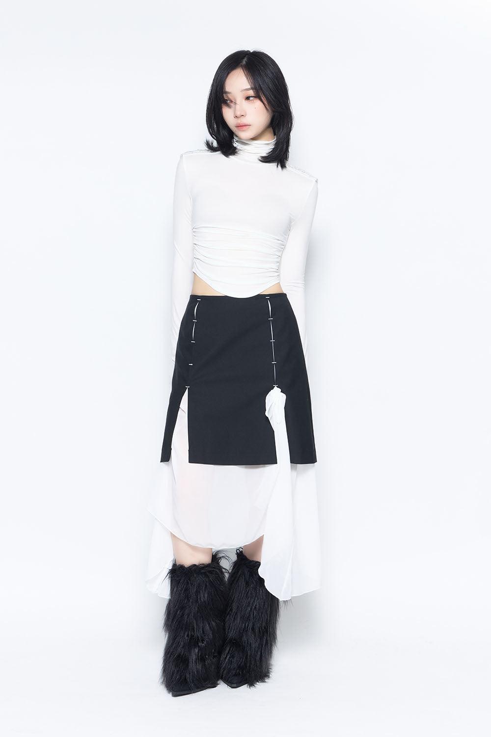 S structured drape midi skirt