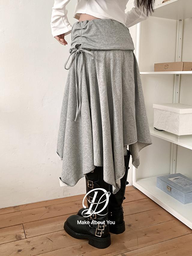 당당걸 [1천장돌파][MADE] 빅사이즈 M-3XL 파벨로 셔링 언발 쭈리 레이어드 밴딩 플레어 미디 스커트 치마