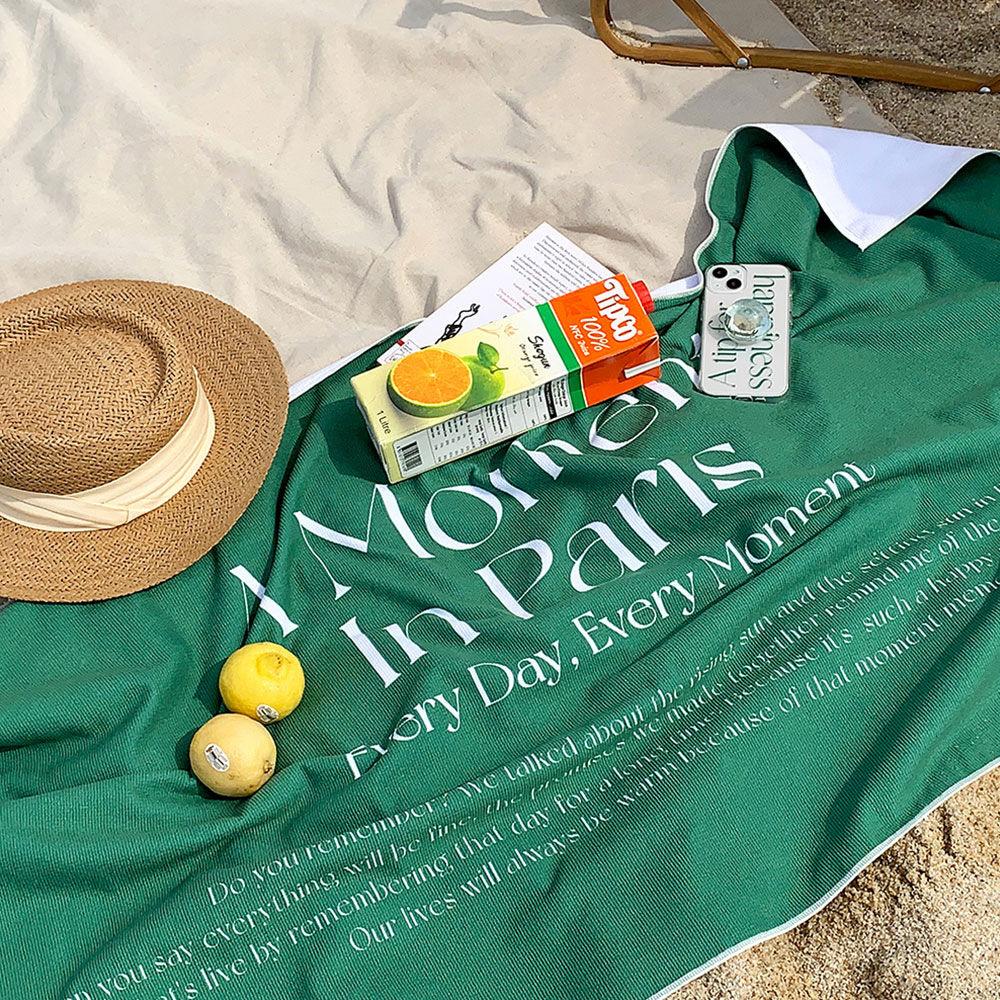 파리 인 모먼트 그린 비치타올