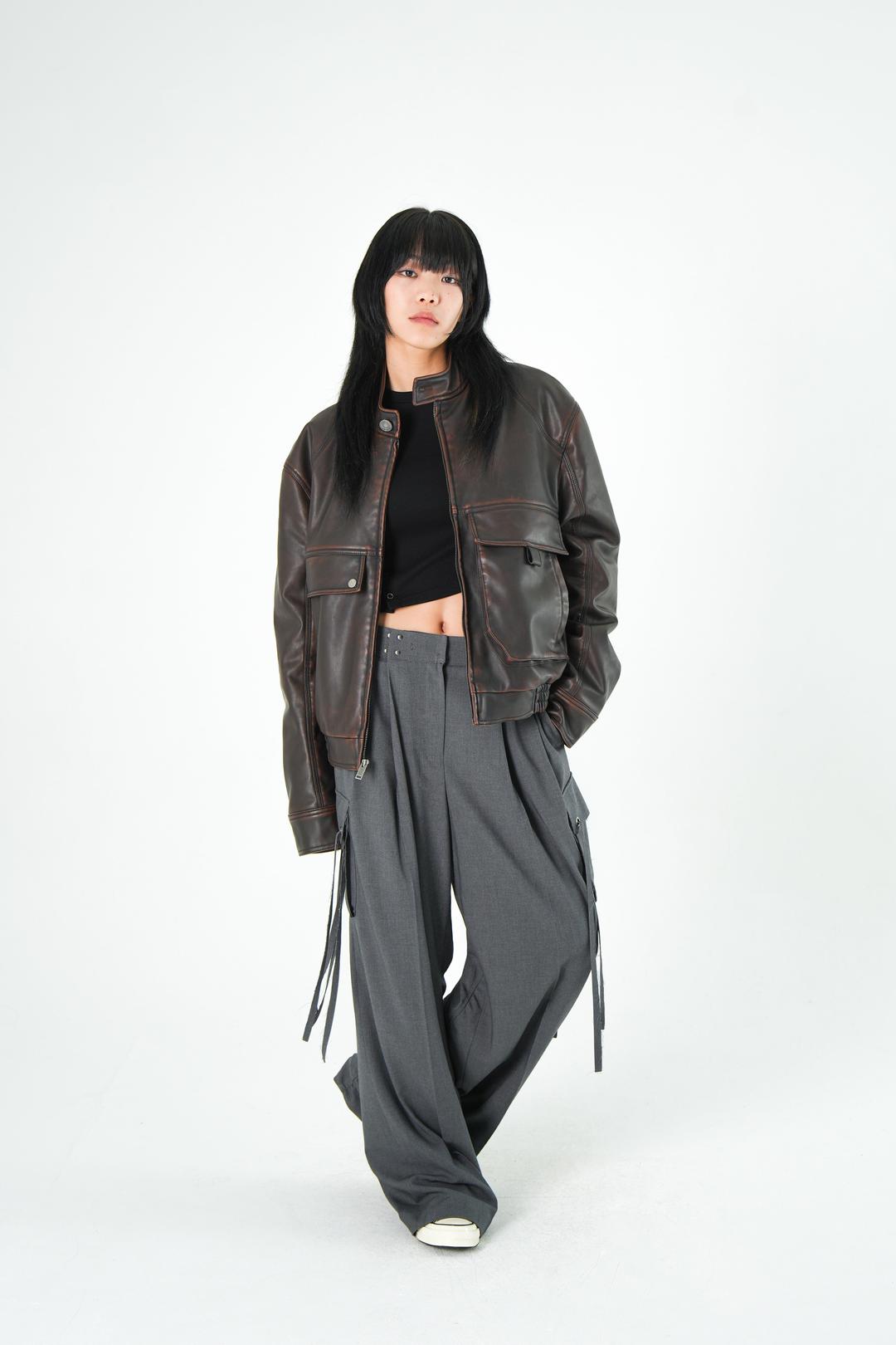 MARZ VINTAZE LEATHER JACKET - BROWN