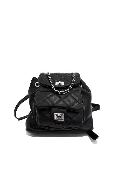 플레 퀼팅 체인 백팩