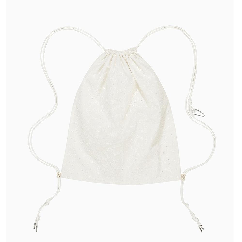 LACE STAR DRAWSTRING BAG, WHITE