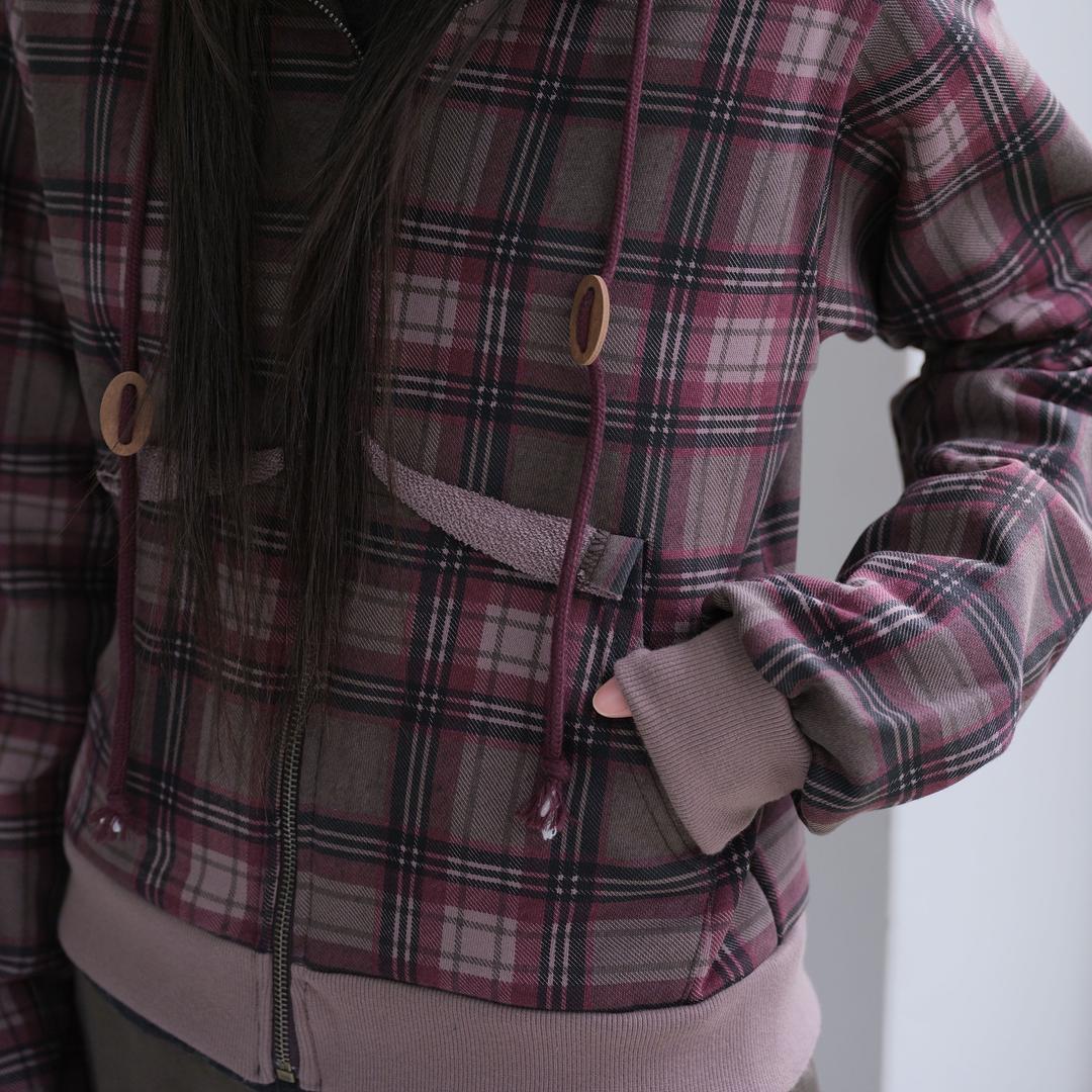 틸데서울 *추천* 하츠 캐주얼 체크 후드 집업 2color