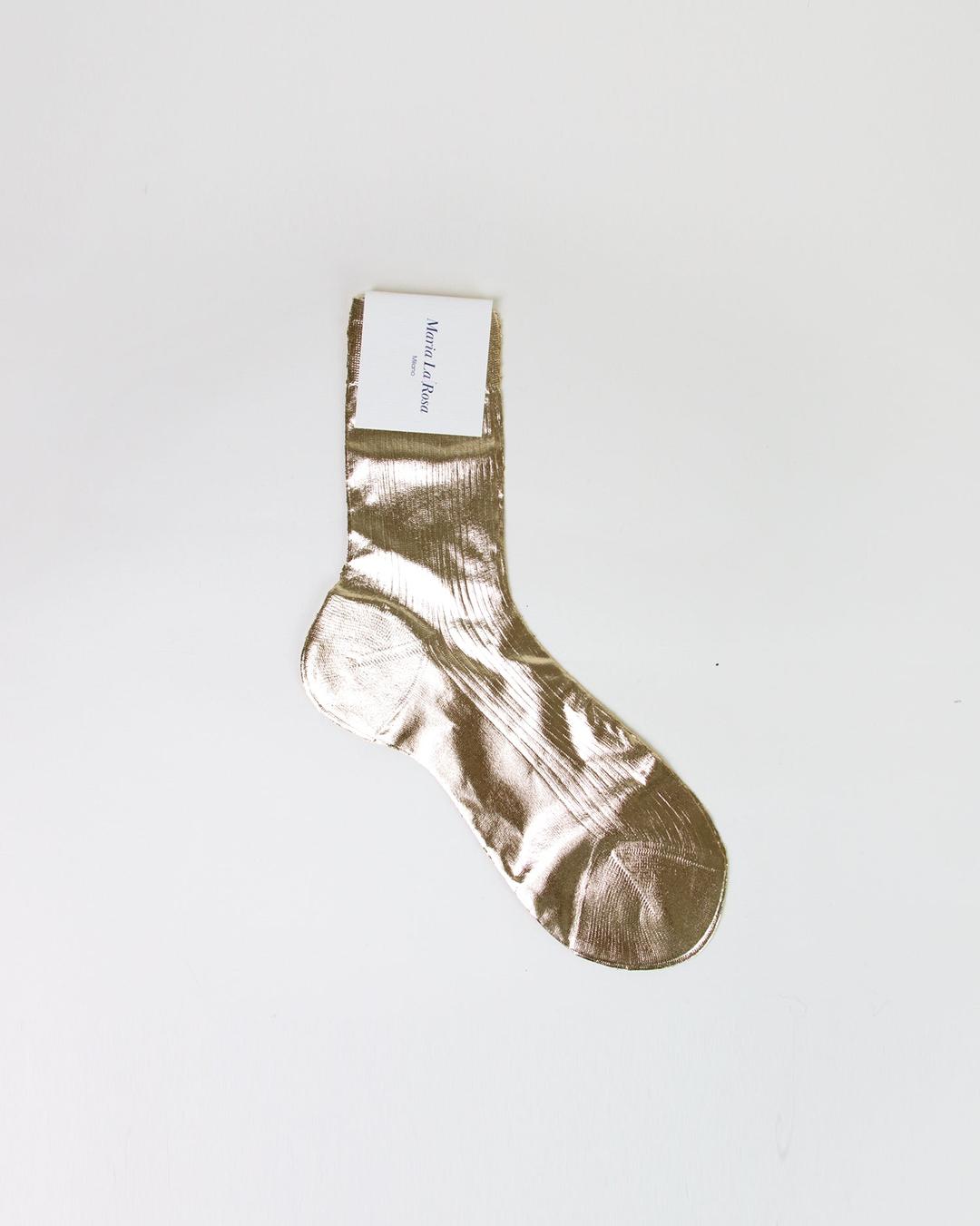 One Ribbed Laminated Socks Platino
