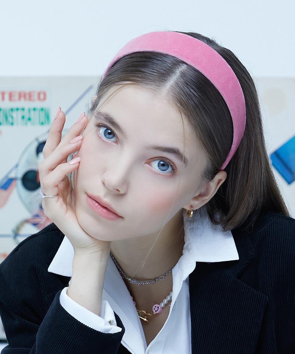 하이틴 벨벳 헤어밴드_핑크