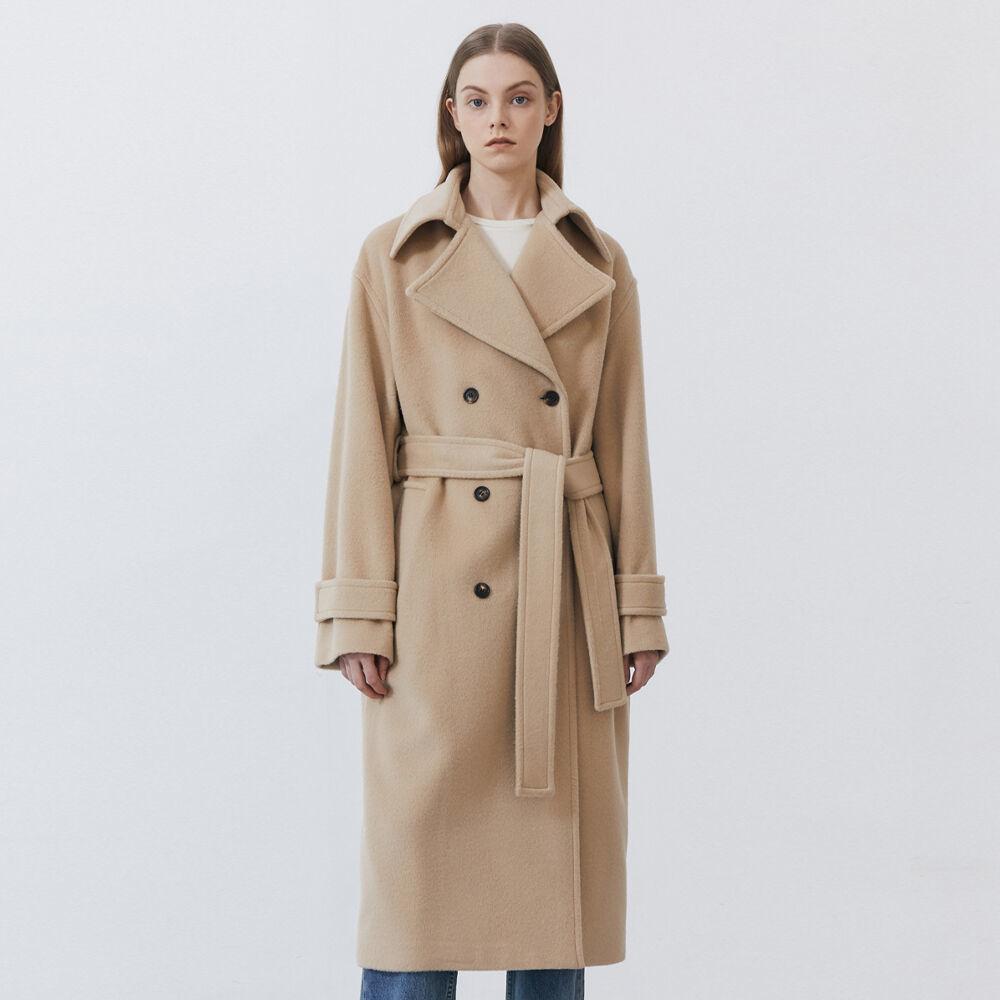 더블 울 클래식 코트_라이트베이지