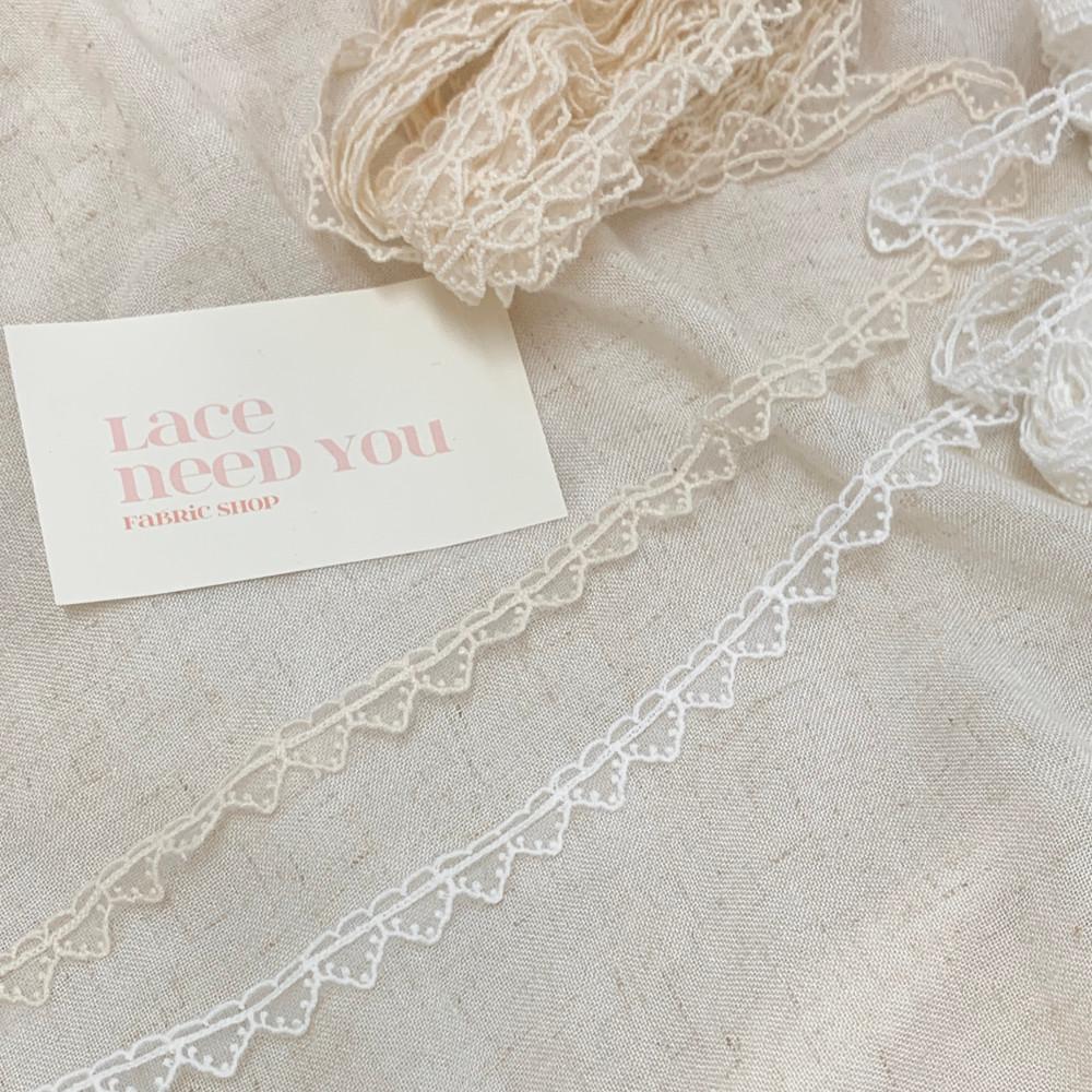 [리본 레이스]  미니 하트 샤 레이스 1롤 14-15마 2colors