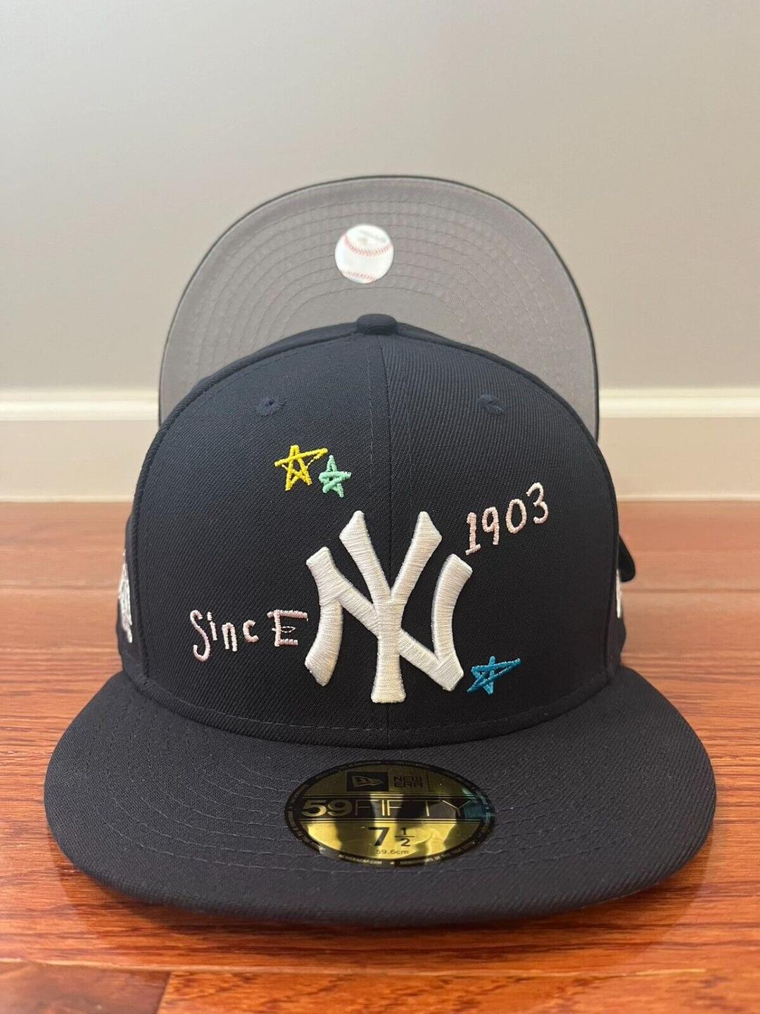 MLB New York Yankees New Era 1903 Scribble World Champions 59Fifty Fitted Navy