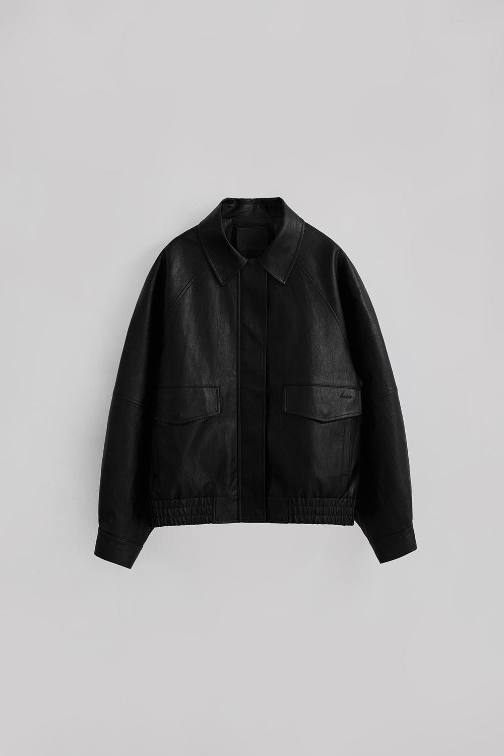 보이핏 히든 버튼 레더 블루종_Deep Black