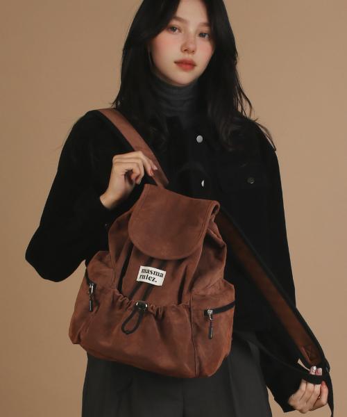 mini ver. Suede flap backpack _ Brown