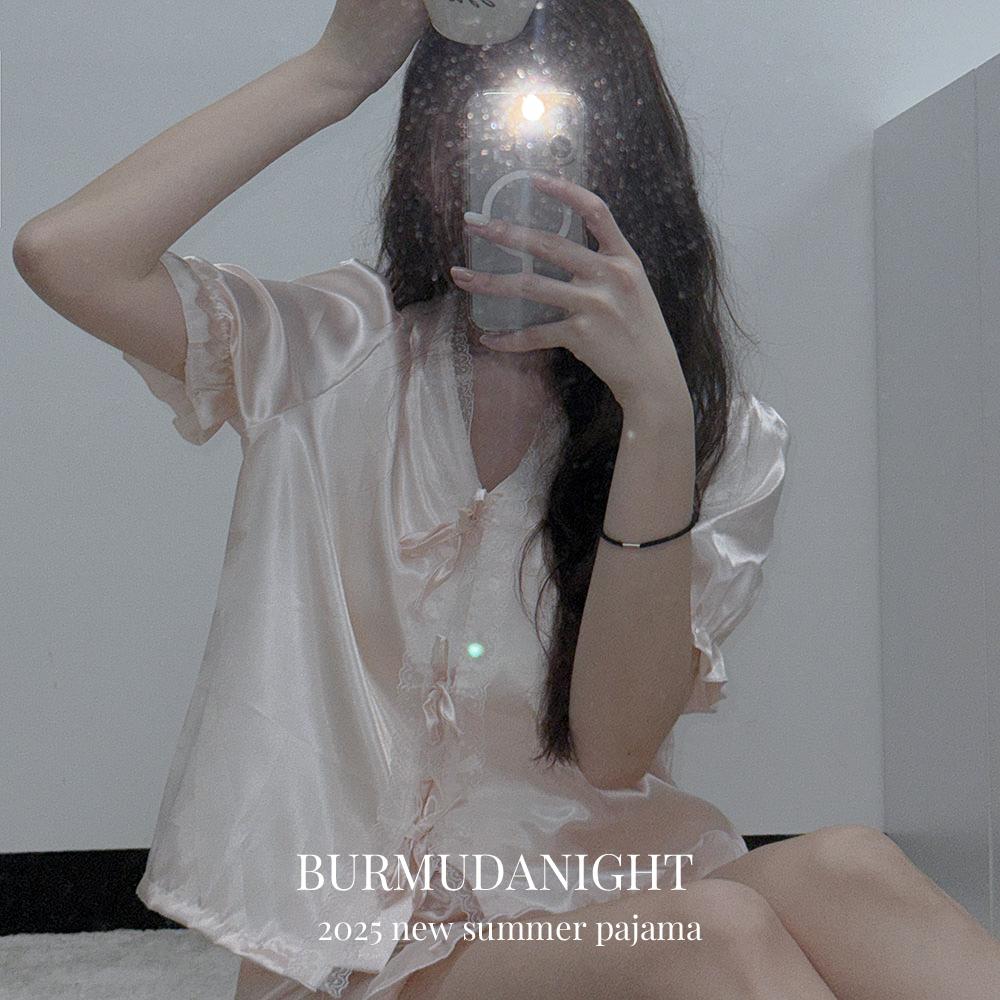버뮤다나잇 PINK SATIN BLOUSE PAJAMA SET  #690