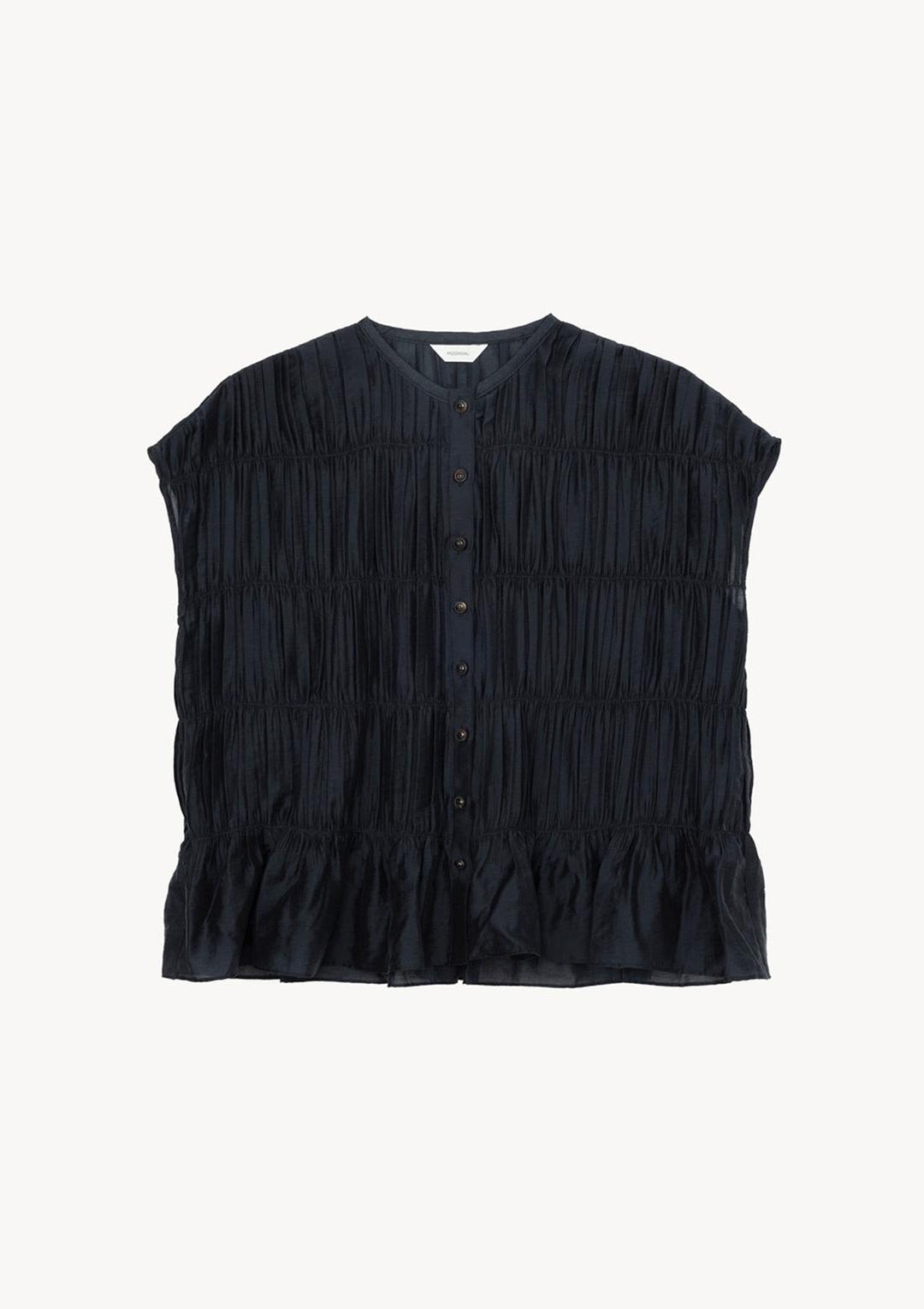 Hermoso Shirring Blouse in Navy