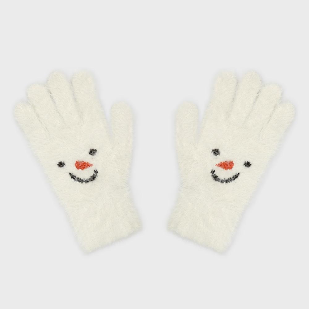 gloves snowman ivory white