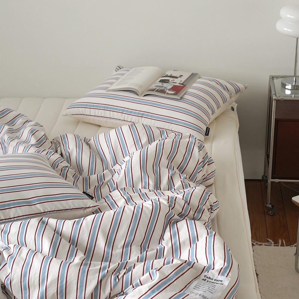 누비지오 이불 깊게자요 스트라이프 먼지없는 차렵이불 베개세트 헬싱키 SS