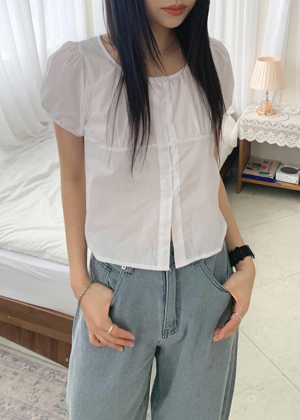 모모 퍼프 반팔 블라우스(3colors)