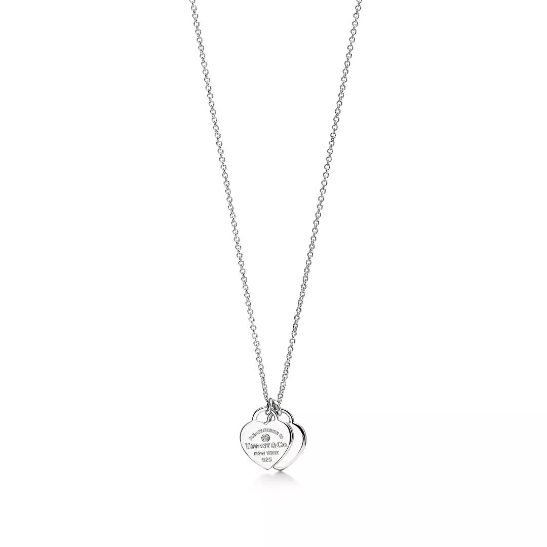 하트 태그 펜던트 스털링 실버 소재에 다이아몬드 세팅, 미니