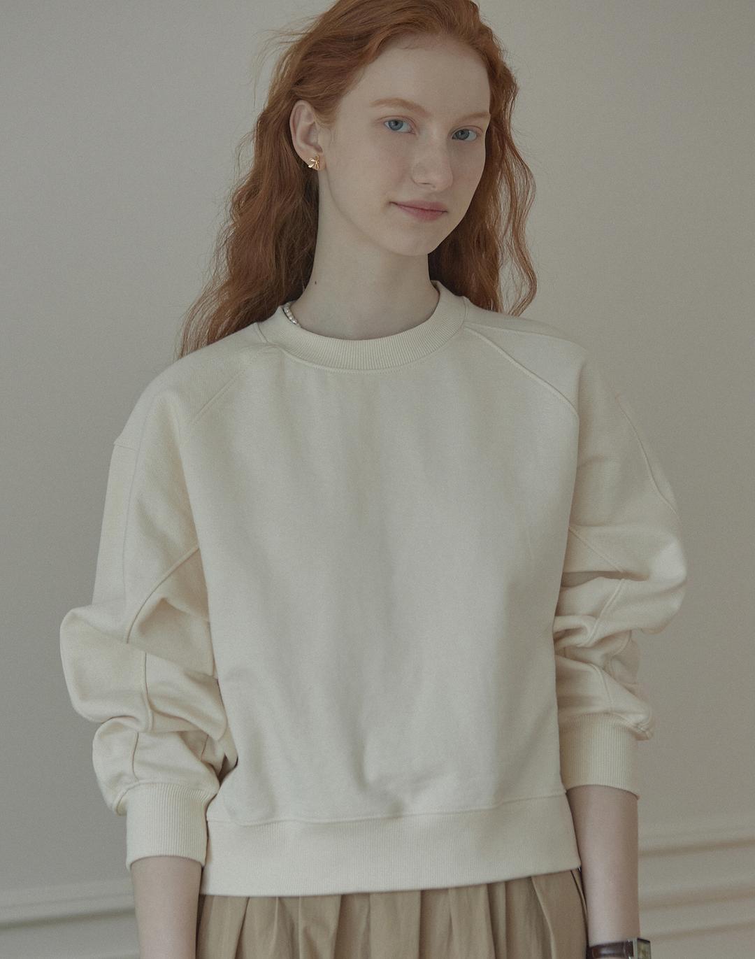 Rib Block Crop Sweatshirt - Cream
