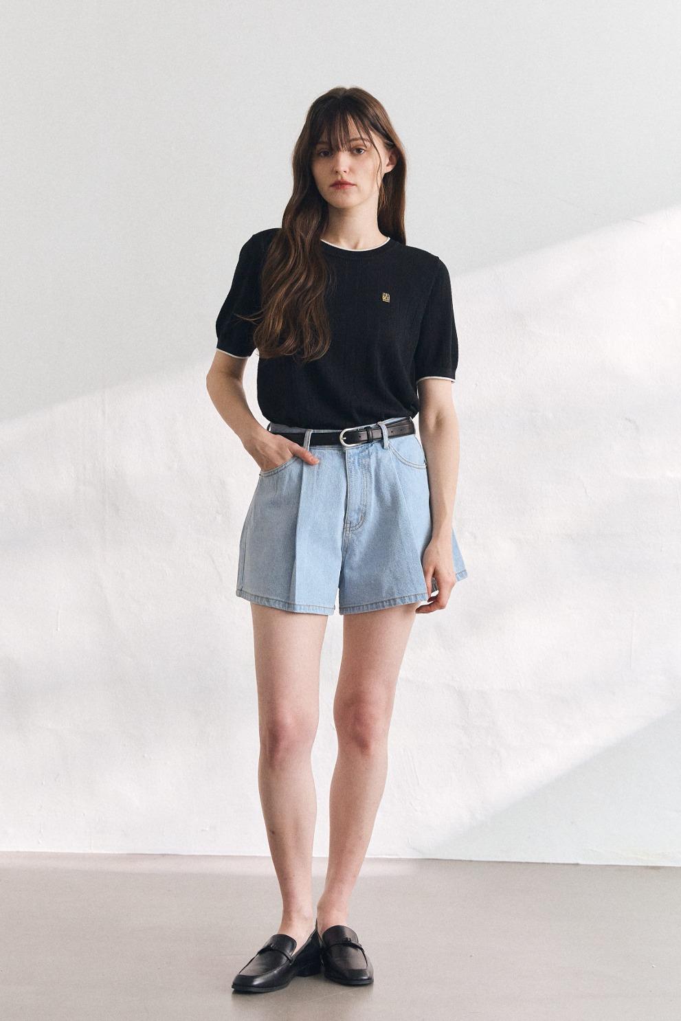 샤인 비스코스 라운 니트 [블랙]