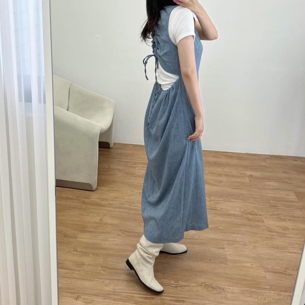 무드 린넨 백트임 롱 나시 원피스 (2col)