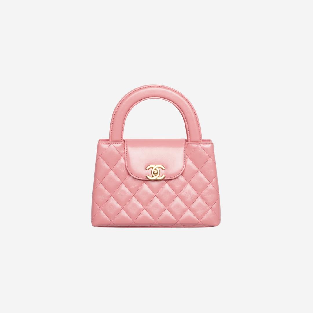 Chanel Mini Shopping Bag Shiny Aged Calfskin & Gold Coral Pink