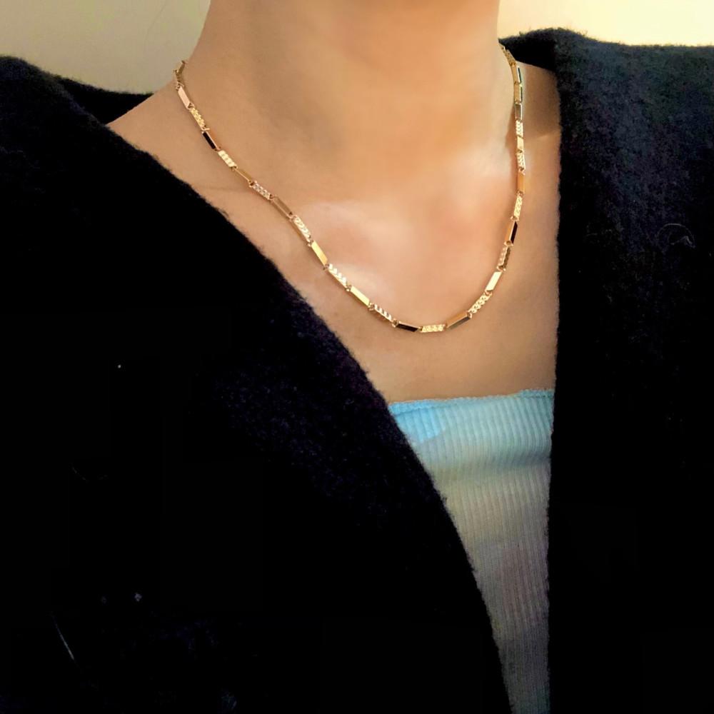 (3D) 18K 14K 갓성비 심플 베이직 대나무 컷팅 할로우 금목걸이 /남자 여자 커플