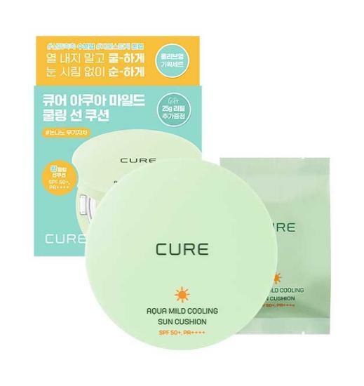 김정문알로에 큐어 아쿠아 마일드 쿨링 선쿠션 리필 기획(25g+리필)