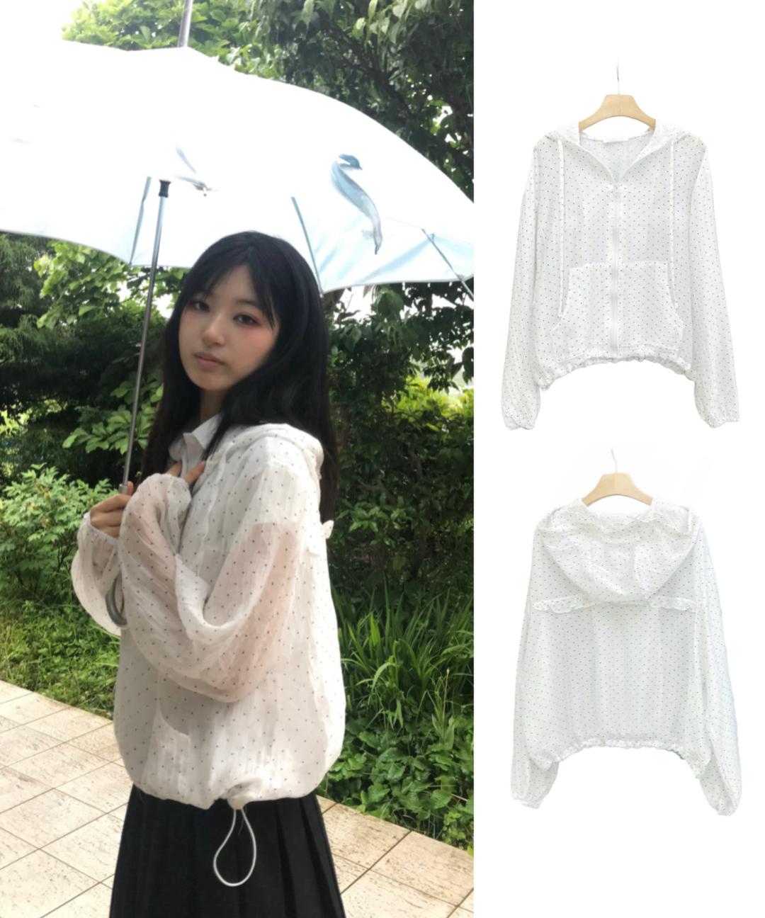 페인츄 도트 바람막이 프릴 후드 jp