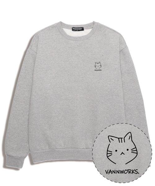 고양이 오버핏  맨투맨 (VNCTS408) 멜란지그레이