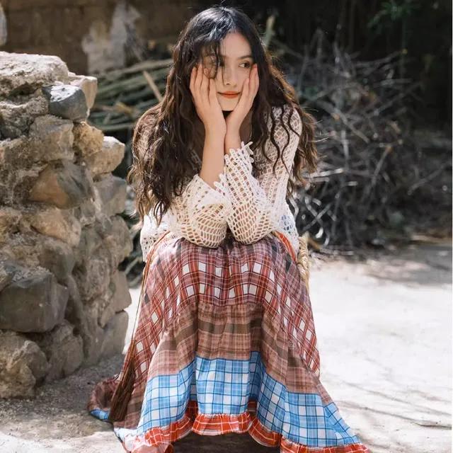 레트로 패치 A라인 롱원피스