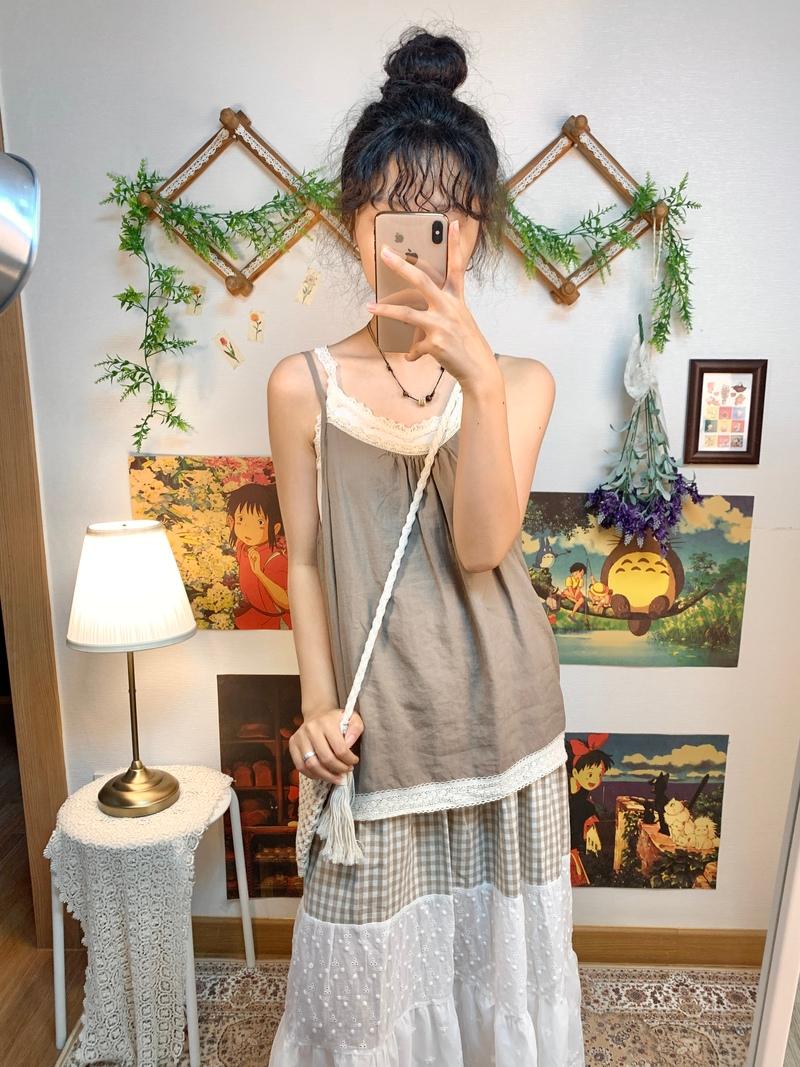Bebe lace sleeveless ( brown )