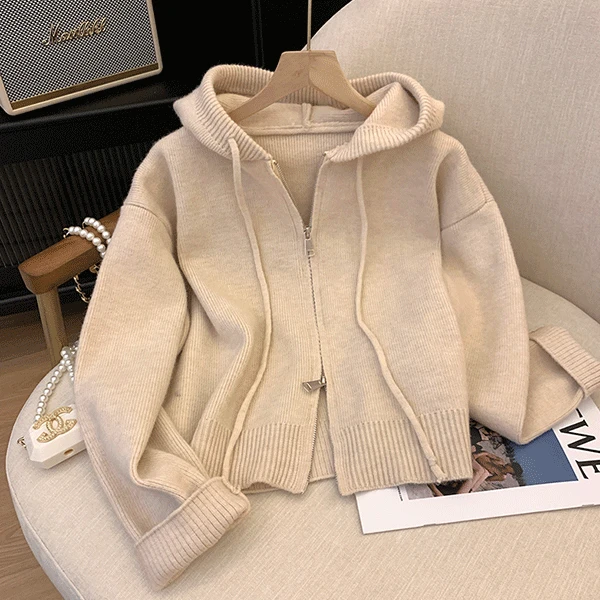 [당일배송🚚/데일리/기본템] 오뜨 후드 니트 집업 가디건_