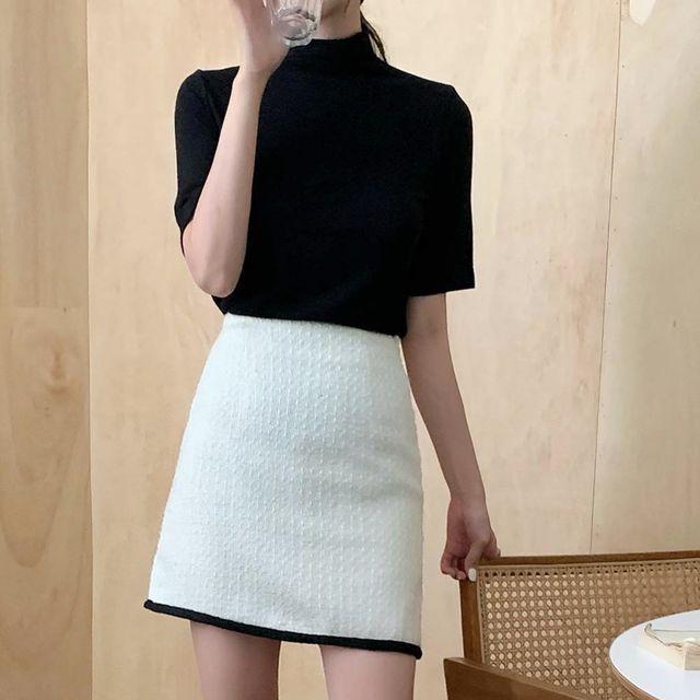 얼스 소프트 데일리 5부 루즈 니트 티셔츠 반목폴라(5color)_빈야드