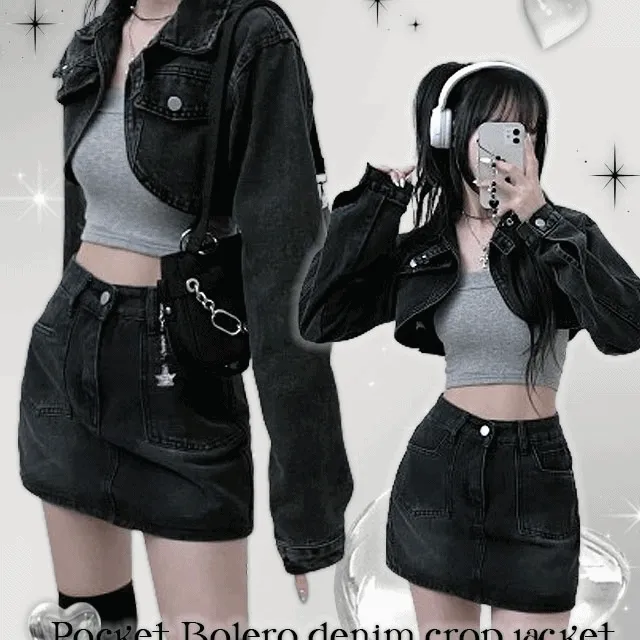 [유니크]센치볼레로데님숏자켓(2color)