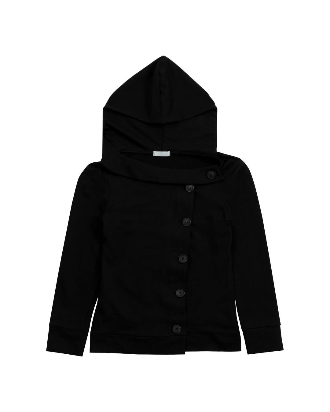 Spring-Neck Button Hood Black