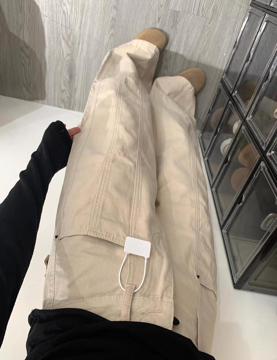 베이지 스티치 라인 데님 팬츠