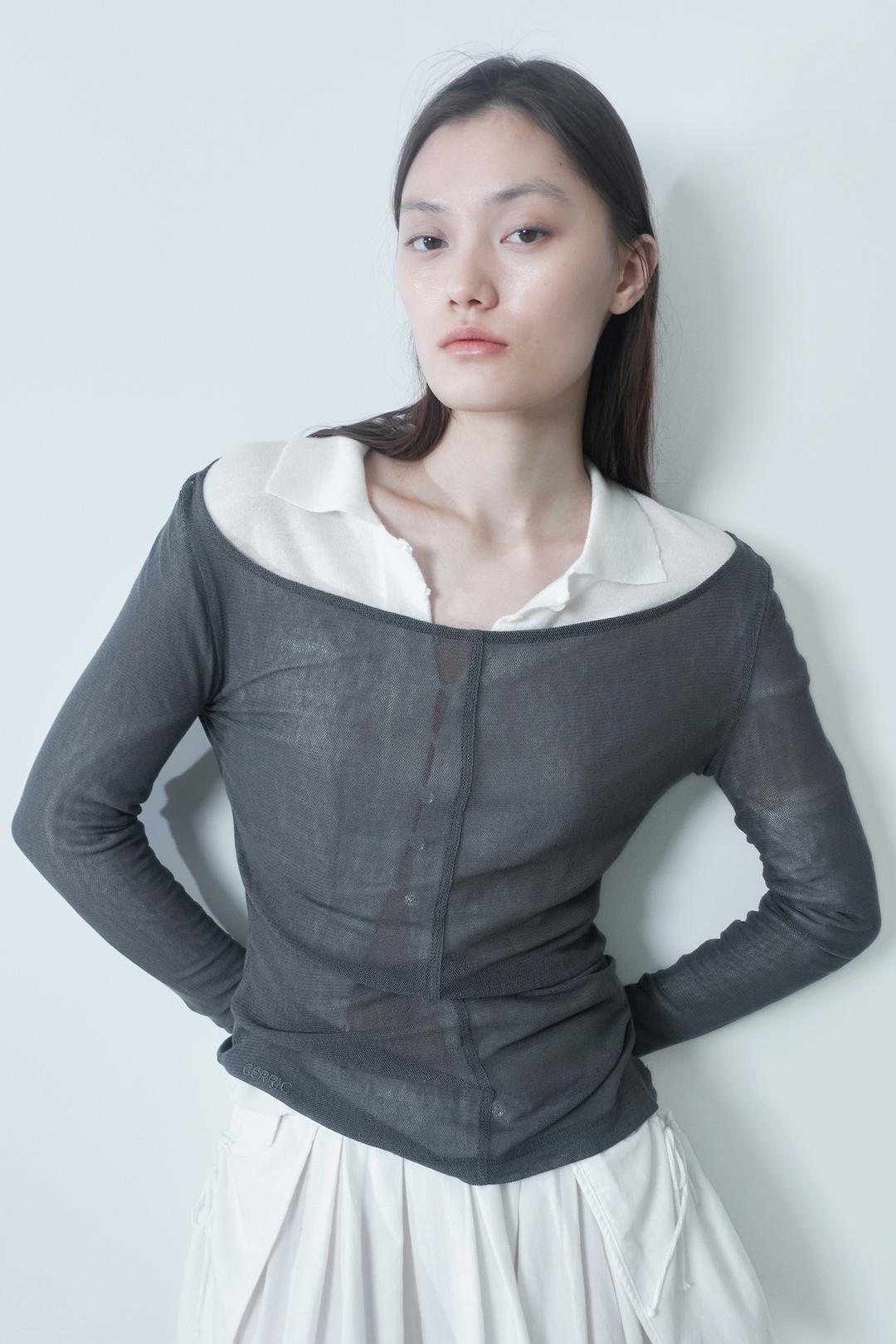SEE-THROUGH ROUND TOP / DARK GRAY