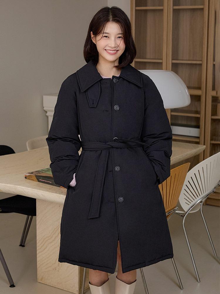 [1/2블랙예약배송] 벨티드 하프 발마칸 구스 다운 코트 OP4WMA670