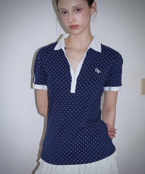 Frill Cap Polo Shirt Navy