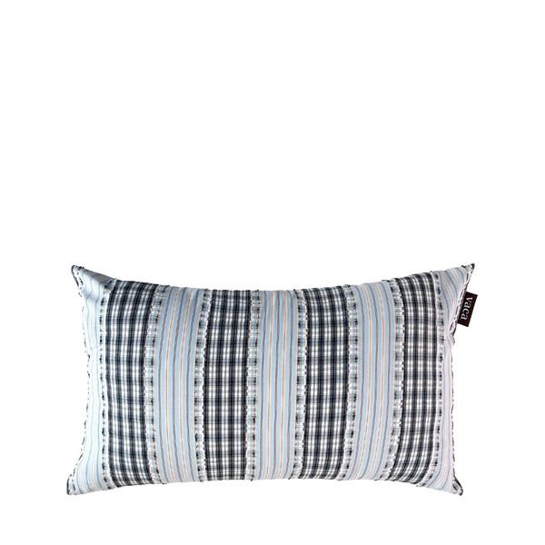 [20% OFF] CHECK FRINGE CUSHION COVER (SKY)