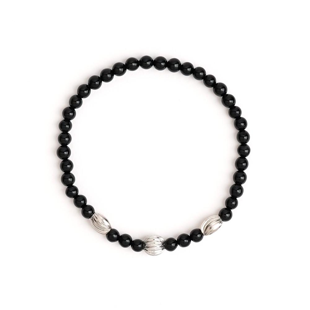 얇은 오닉스 레이어드 팔찌 - 유기견 유기묘 유기동물 후원 기부 남자 여자 원석 천연석