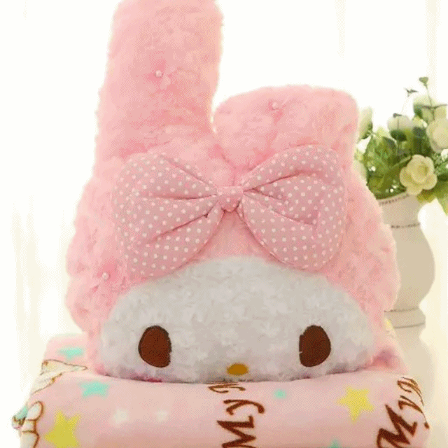 고양이 토끼 귀여운 키치 담요 겸 베개 세트 / 친구 생일선물 우정템