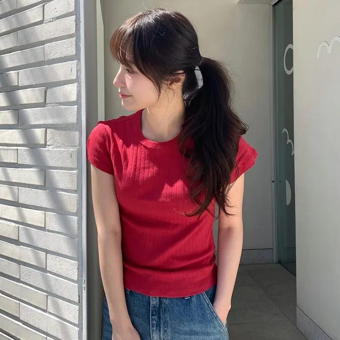 LACE PUNCHING 90s SHORT SLEEVE TEE_RED