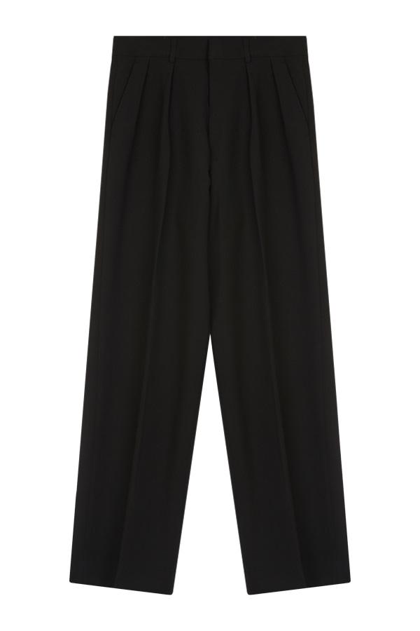 2-핀턱 와이드 슬랙스 블랙