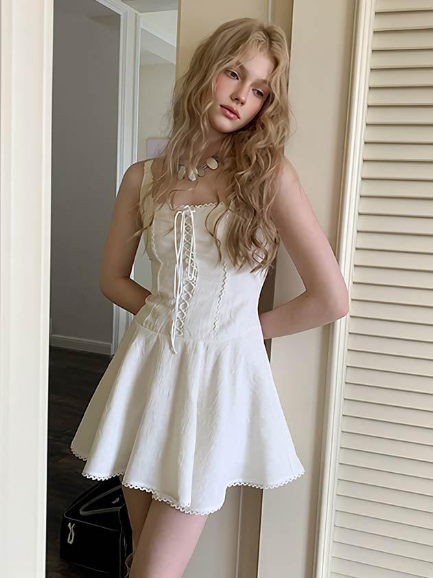 [UENA] Camellia Corset Sleeveless Flare Dress