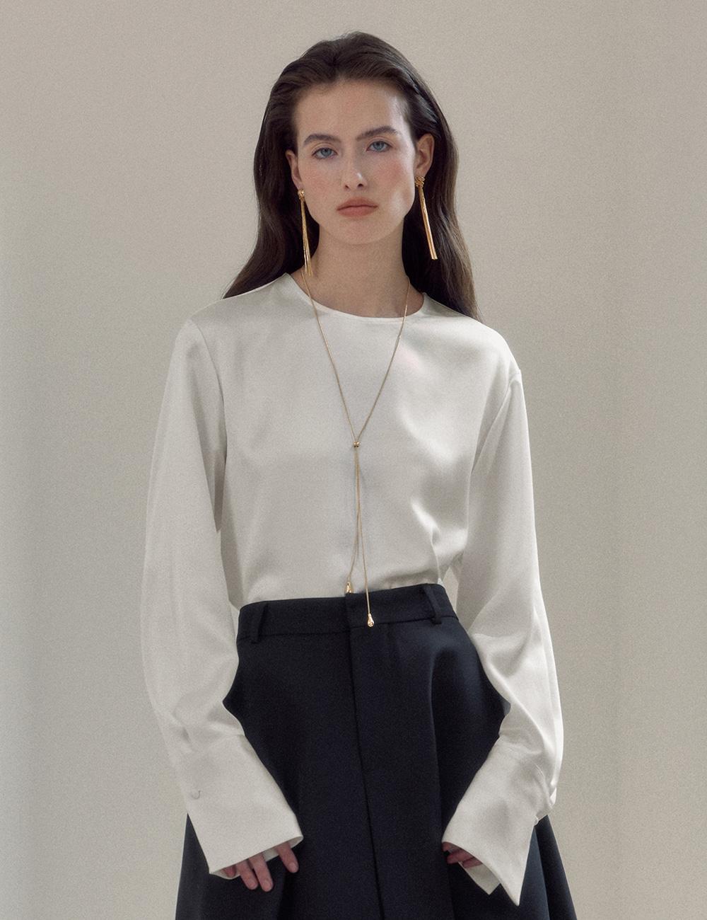 Helen Round Cuffs Blouse (Cream)