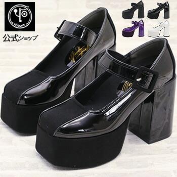 【楽天市場】ヨースケ公式キズ補修液付 YOSUKE 厚底パンプス ストラップ レディース スクエアトゥ 約10cm チャンキーヒール  靴：ヨースケ公式