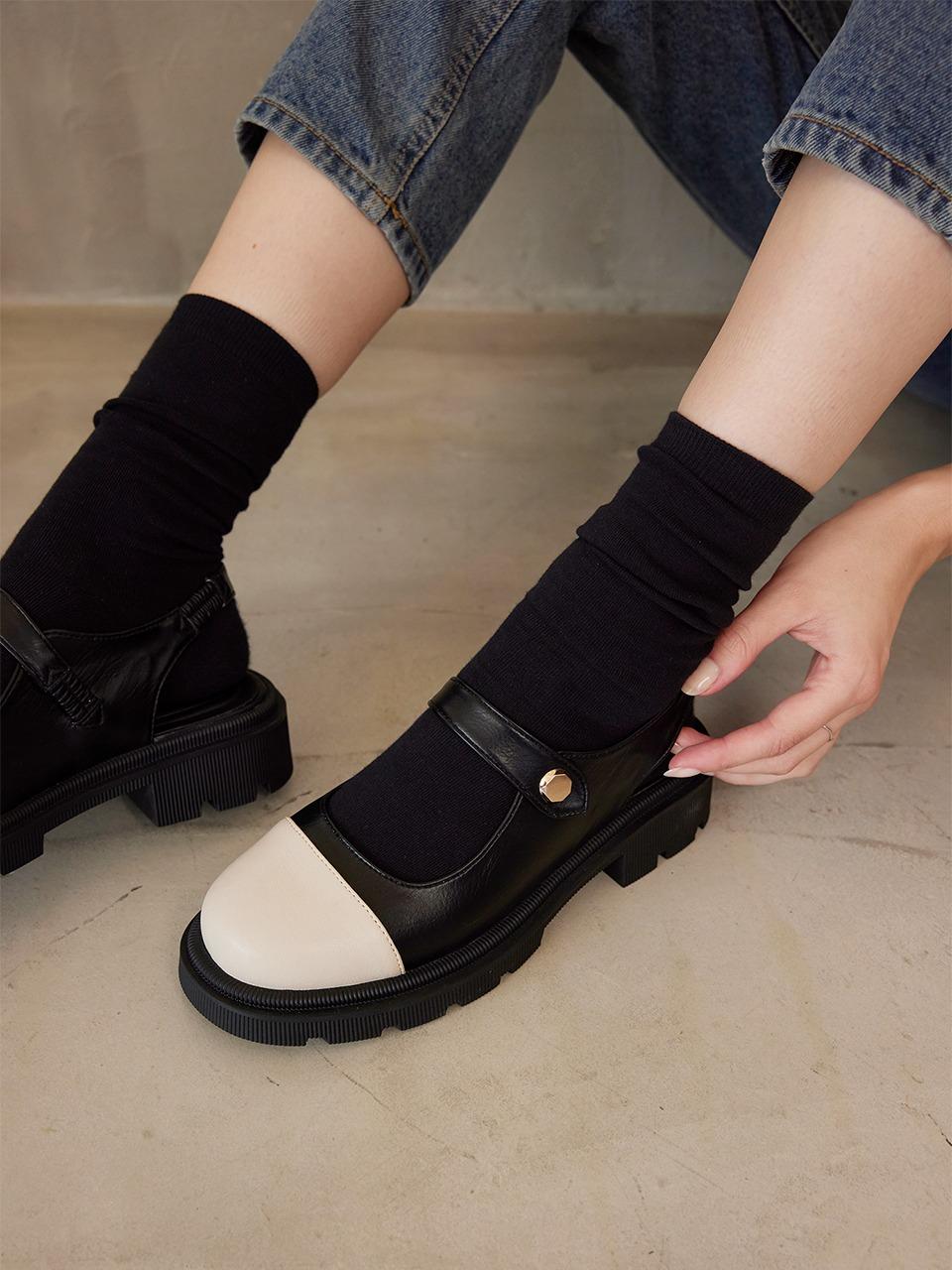 메리제인 컬러토 슬링백 로퍼 (BLACK)