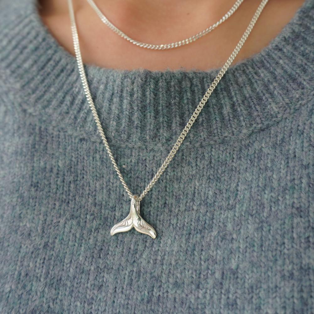 실버 925 이니셜 각인 고래꼬리 은목걸이 여자은목걸이