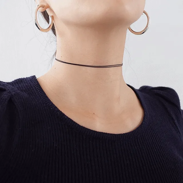 925실버 핸드메이드 실크 두줄 초커 목걸이